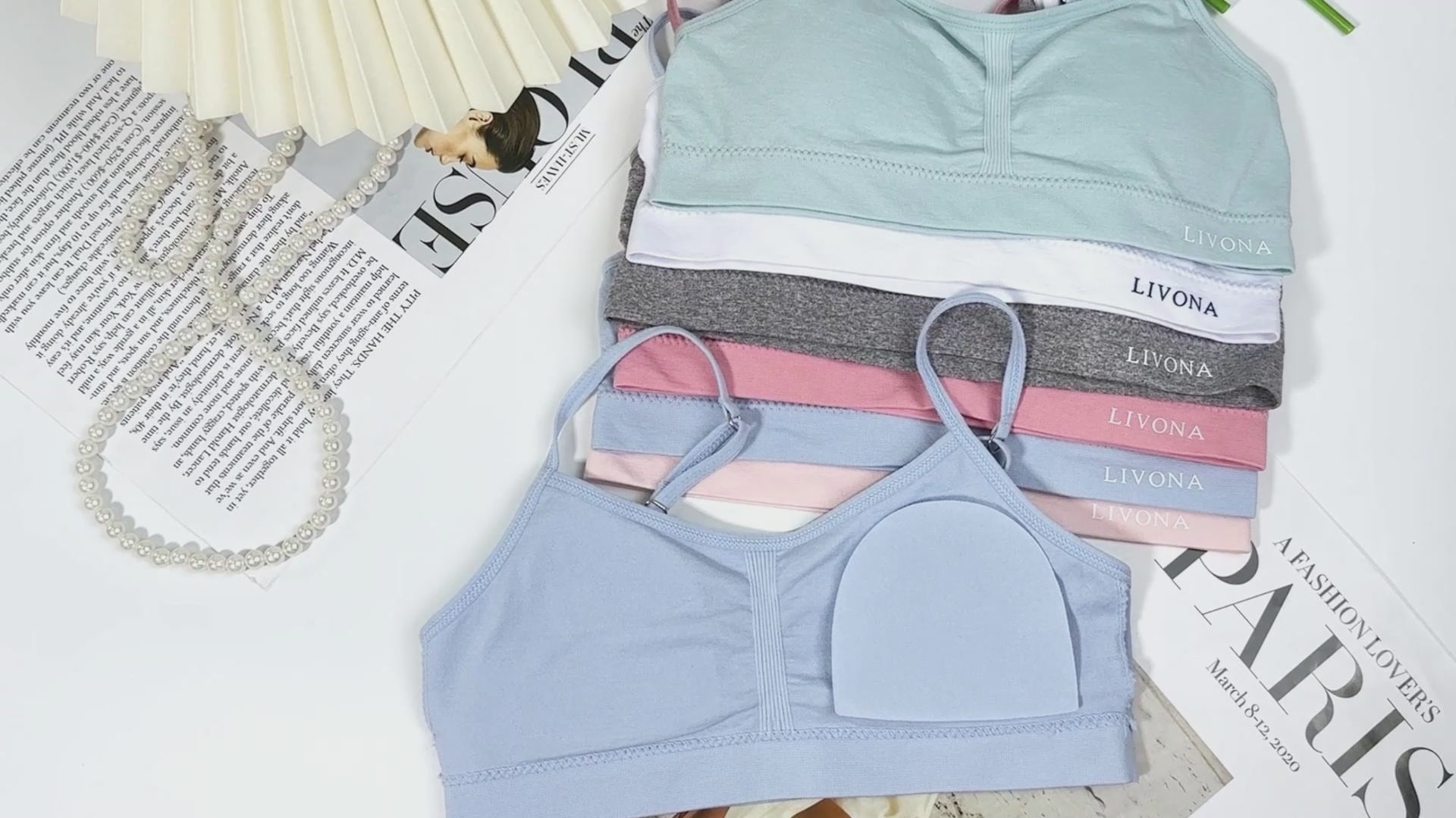 Livona 3 Pack Popular Girls Padded Training Bra Pack – Crop Cami Training Bras for Girls,Seamless Bra Design with Removable Padding