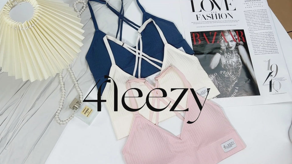 4Leezy Sports Bras for Women - 3 Pack Ribbed Wireless Soft Workout Tops Padded Bralettes Racerback Comfort Cami Crop S-XXL