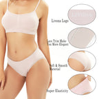 Livona 6 Pack Women's Seamless Underwear with lace-Breathable High Cut Bikini NoShow Panty Soft Stretch Brief Invisible Hipster
