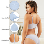 Livona 3 Pack Women's Seamless Sports Bra Vneck Wirefree with Removable Pads Everyday Soft Invisible Lounge Cami Bralette S-XXL